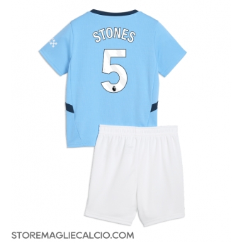 Manchester City John Stones #5 Maglia Gara Casa Repliche 2024-25 Bambino Maniche Corte